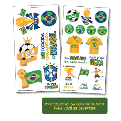 Kit de Adesivos em Vinil Copa do Mundo 2026 Brasil