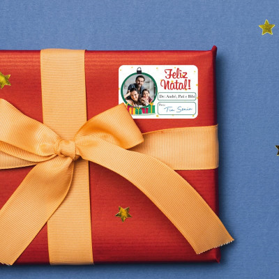 Etiquetas De-Para Natal com Foto Personalizada