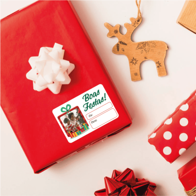 Etiquetas De-Para Natal com Foto Personalizada
